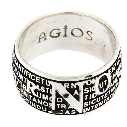 Agios pater rhodium-plated burnished 925 silver ring 2