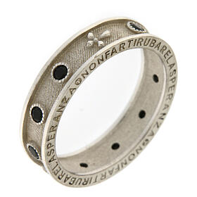 Agios rosary ring, rhodium-plated 925 silver, black rhinestones