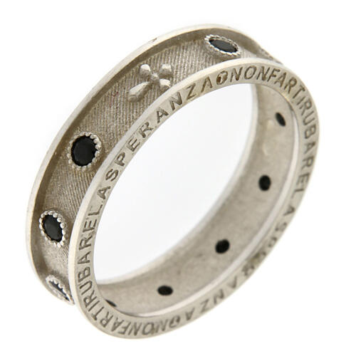 Agios rosary ring, rhodium-plated 925 silver, black rhinestones 1