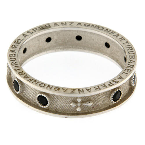 Agios rosary ring, rhodium-plated 925 silver, black rhinestones 4