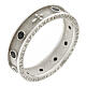 Rhodium-plated Benedictus rosary ring with black cubic zirconia 925 silver s1