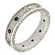 Rhodium-plated Benedictus rosary ring with black cubic zirconia 925 silver s5