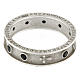 Rhodium-plated Benedictus rosary ring with black cubic zirconia 925 silver s6