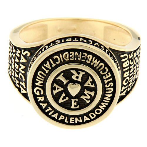 Gebetsring von Agios, Ave Maria, 925er Silber, vergoldet, brüniert 3