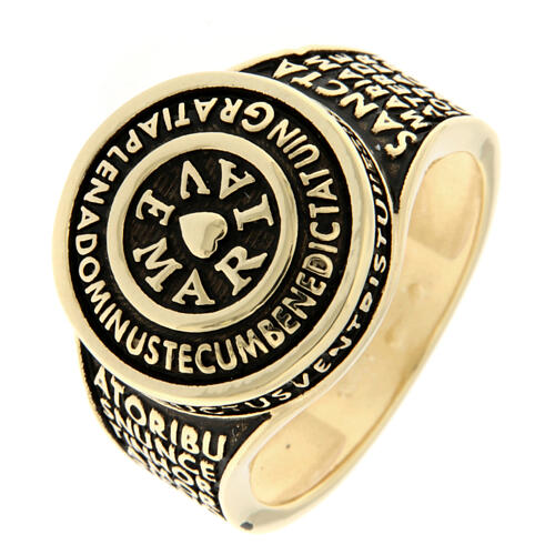 Ave Maria ring burnished gold plated Agios 925 silver 1