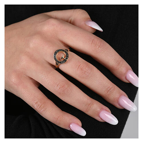 Anillo Benedictus beatitudinem placado oro bruñido plata 925 2