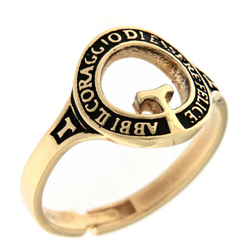 Anillo Benedictus beatitudinem placado oro bruñido plata 925 4
