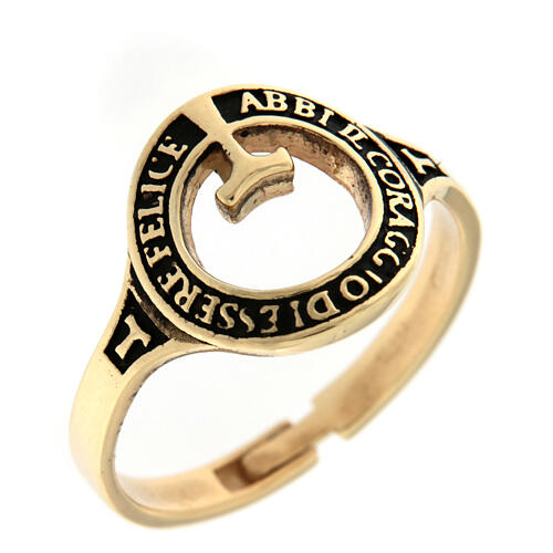 Anello Agios beatitudinem placcato oro brunito argento 925 3