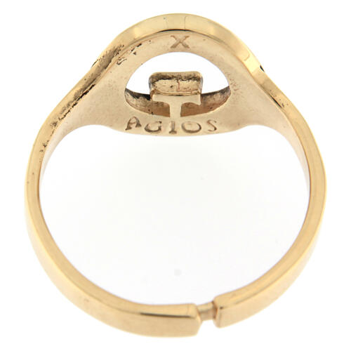 Anello Agios beatitudinem placcato oro brunito argento 925 5