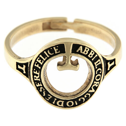 Burnished gold-plated Benedictus beatitudem ring 925 silver 3