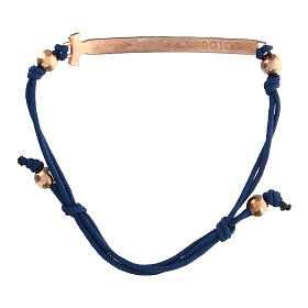 Agios Felix bracelet, adjustable blue rope, burnished rosé 925 silver