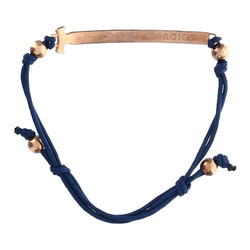 Agios Felix bracelet, adjustable blue rope, burnished rosé 925 silver 2