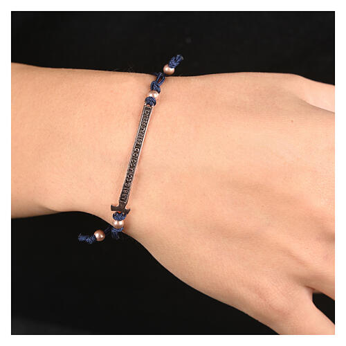 Agios Felix bracelet, adjustable blue rope, burnished rosé 925 silver 2