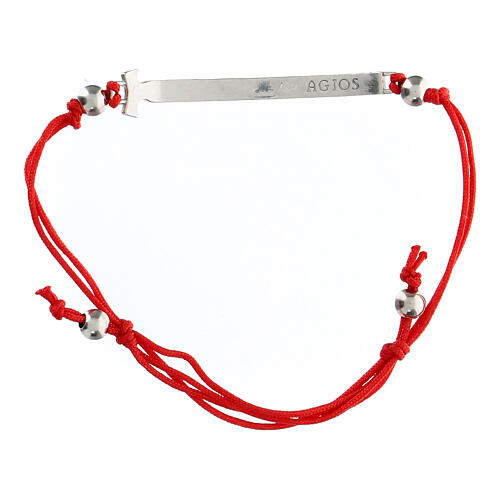Agios Felix bracelet, adjustable red rope, burnished rhodium-plated 925 silver 2