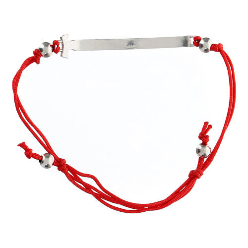 Benedictus Felix bracelet, adjustable red rope, burnished rhodium-plated 925 silver 3