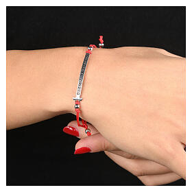 Pulsera Agios Felix rodiada bruñida roja ajustable plata 925