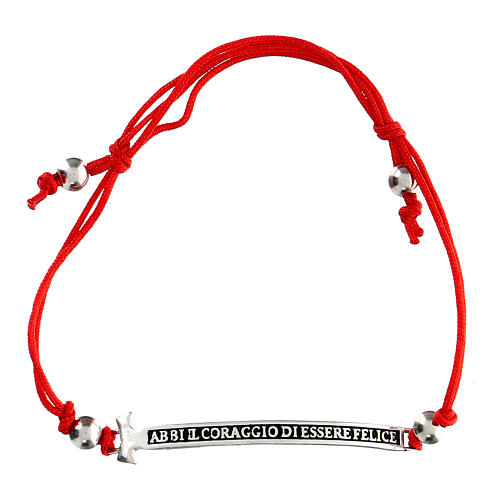 Pulsera Agios Felix rodiada bruñida roja ajustable plata 925 1