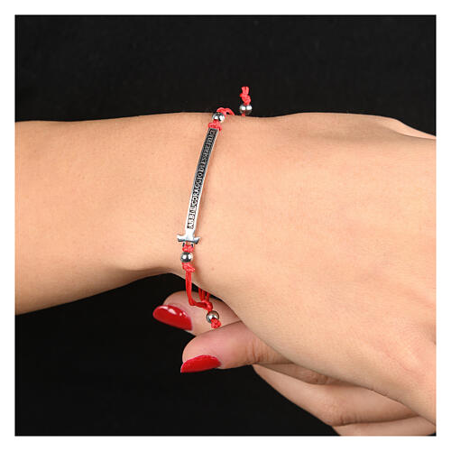 Pulsera Agios Felix rodiada bruñida roja ajustable plata 925 2