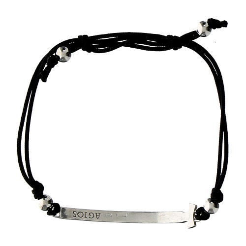 Pulsera Agios Felix rodiada bruñida color negro plata 925 ajustable niños 2