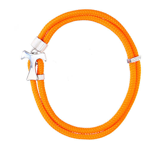 Bracelet Agios cordage nautique orange tau argent 925 1