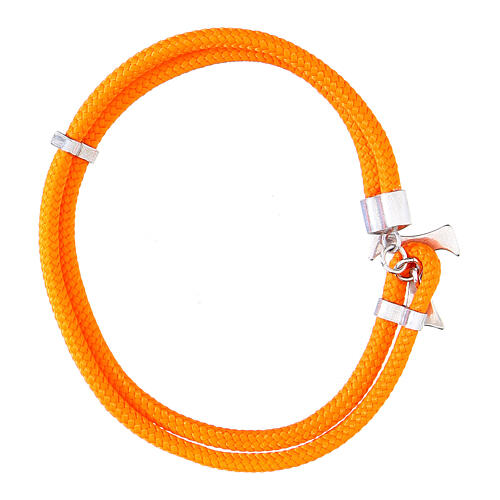 Pulseira Benedictus corda náutica laranja e cruz tau prata 925 3