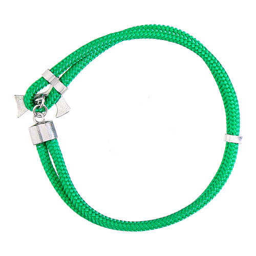 Agios bracelet of green nautical rope with tau cross, 925 silver 3