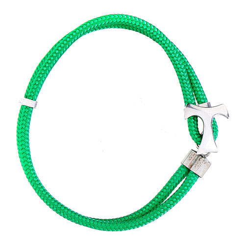 Pulseira Agios corda náutica verde e cruz tau prata 925 1