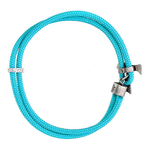 Pulseira Agios corda náutica azul-celeste e cruz tau prata 925 3