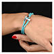 Agios tau cross bracelet with light blue nautical cord in 925 silver s2