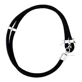 Agios bracelet of black nautical rope with tau cross, 925 silver