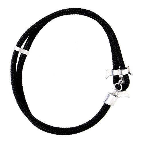 Pulsera Benedictus cuerda náutica tau negra plata 925 3