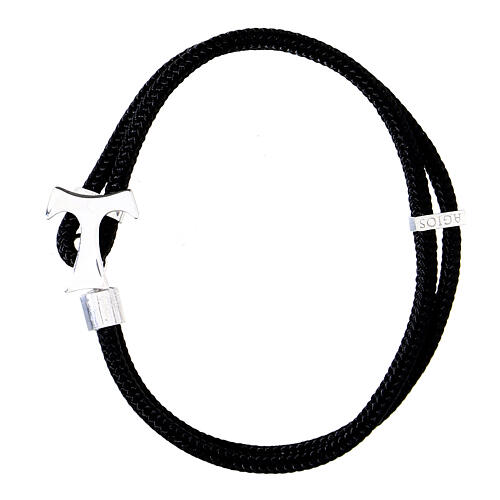 Bracelet Agios cordage nautique noir tau argent 925 1