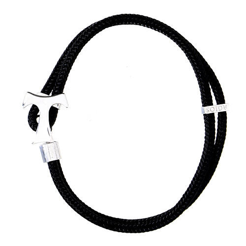 Bracciale Agios cordino nautico tau nero argento 925 1