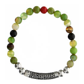 Agios bracelet with green stones and burnished rhodium-plated 925 silver