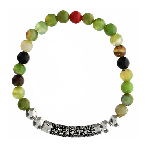 Agios bracelet with green stones and burnished rhodium-plated 925 silver 1