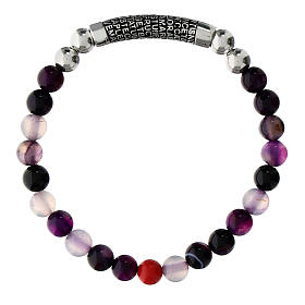 Armband von Benedictus, Natursteine in Violetttönen, 925er Silber, rhodiniert, brüniert