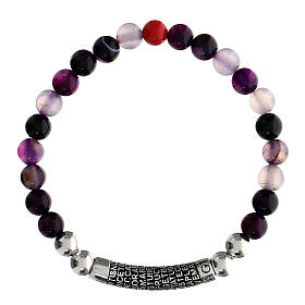 Agios bracelet with purple stones and burnished rhodium-plated 925 silver