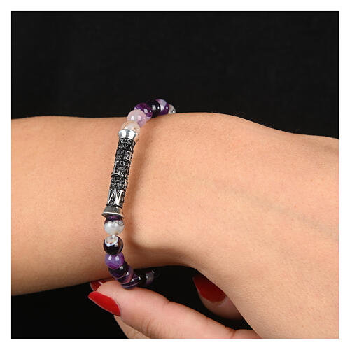 Pulseira pedras roxas Benedictus prata 925 rodinada brunida 2