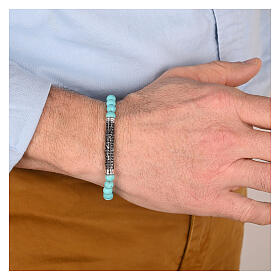Bracciale Agios pietre turchesi argento 925 rodiato brunito