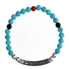 Agios bracelet with turquoise stones in rhodium-plated burnished 925 silver