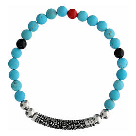 Agios bracelet with turquoise stones in rhodium-plated burnished 925 silver