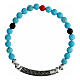 Benedictus bracelet with turquoise stones in rhodium-plated burnished 925 silver s1