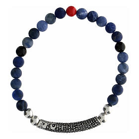 Bracciale Agios pietre blu rodiato brunito argento 925