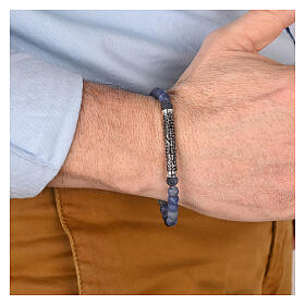 Bracciale Agios pietre blu rodiato brunito argento 925