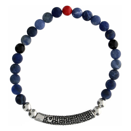 Bracciale Benedictus pietre blu rodiato brunito argento 925 3
