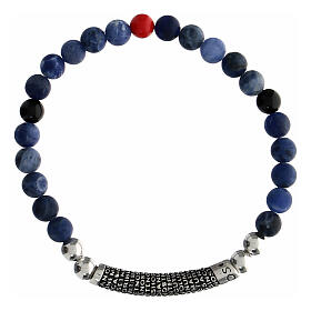 Pulseira pedras azul escuro Agios prata 925 rodinada brunida