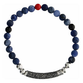 Agios bracelet blue stones rhodium-plated burnished 925 silver