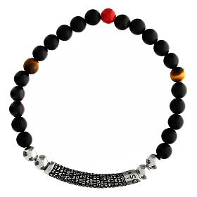 Bracciale Agios pietre nere rodio brunito argento 925