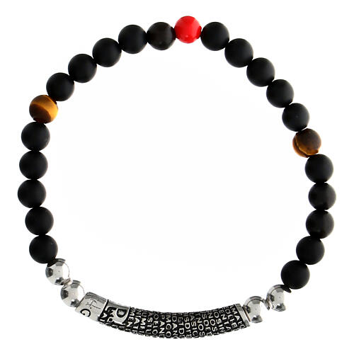 Pulseira pedras pretas Agios prata 925 rodinada brunida 3