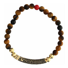 Agios bracelet with brown stones and burnished gold plated 925 silver